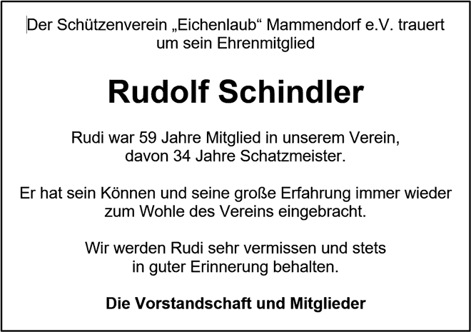 Ehrenmitglied Rudolf Schindler